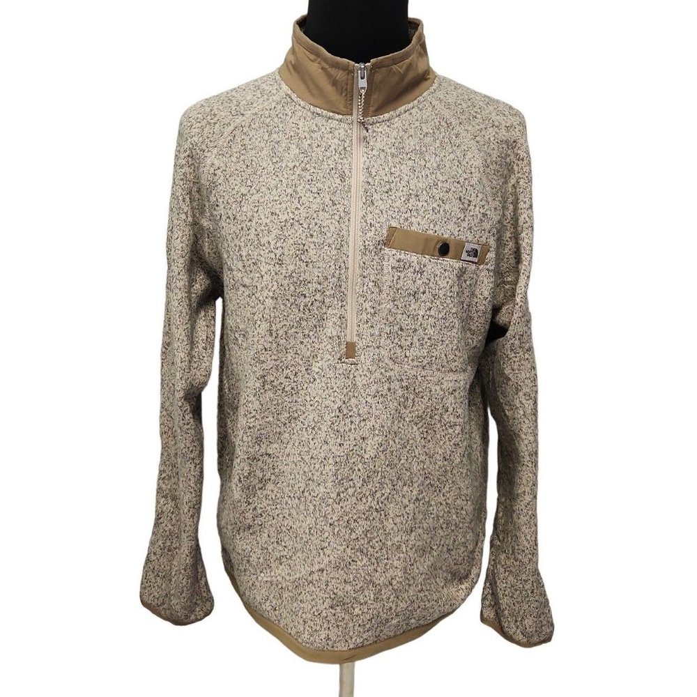 The North Face Mens Beige 1/4 Zip Long Sleeve Pullover Jacket Size Large
